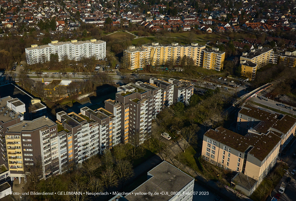 07.02.2023 - Luftbilder vom Marx-Zenrtum und Umgebung in Neuperlach